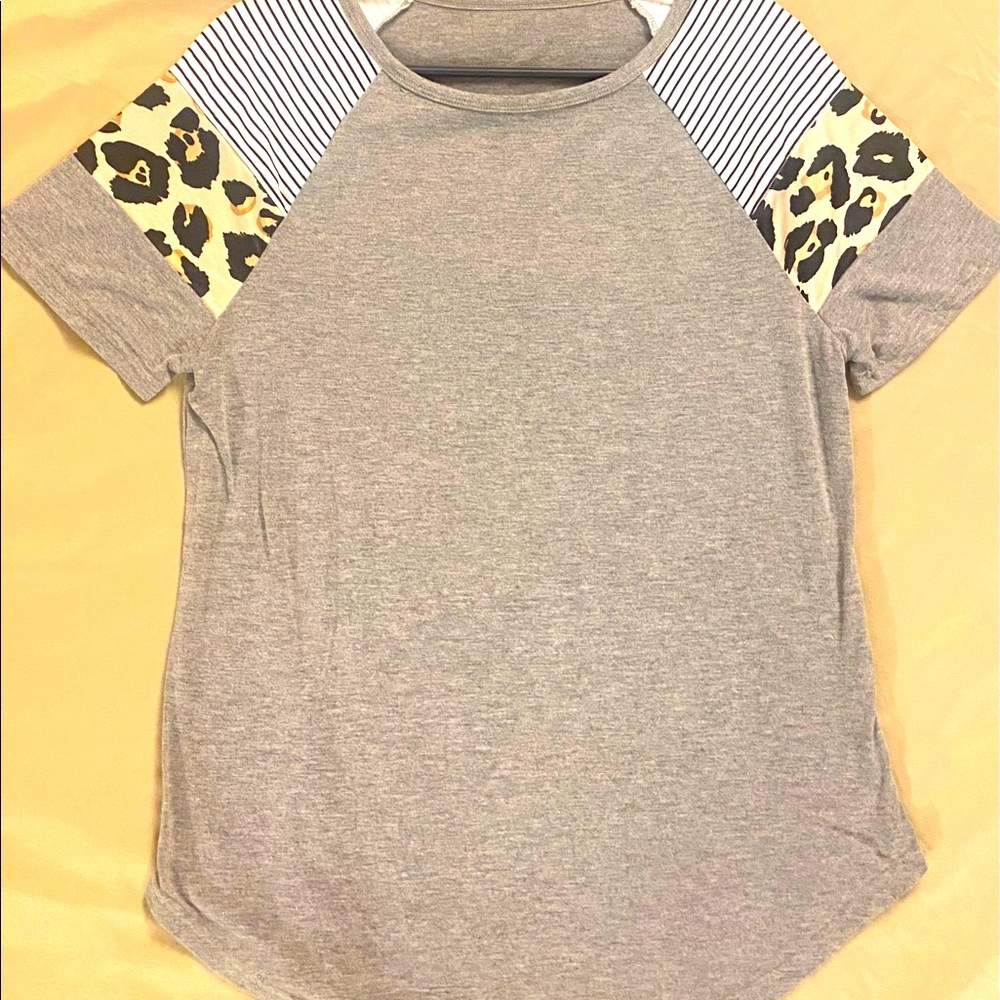Leopard/Grey/stripe Shirt/tunic